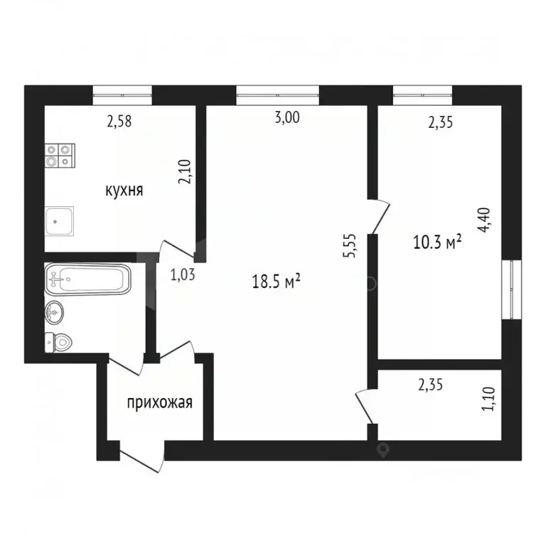 2-к кв. Тюменская область, Тюмень Рижская ул., 66 (44.0 м) - Фото 1