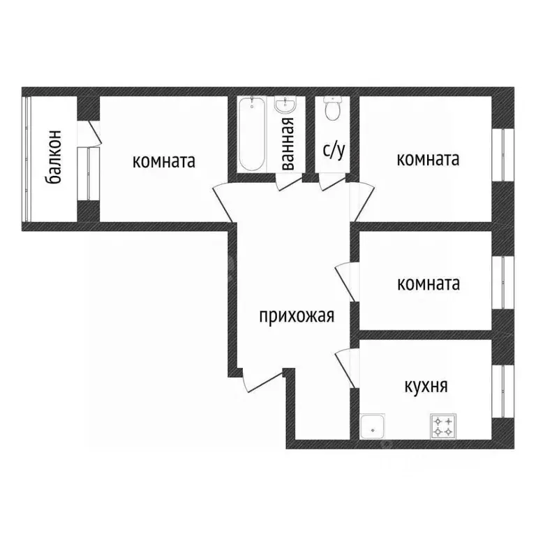3-к кв. Курганская область, Курган Заозерный жилрайон, 5-й мкр, 9к3 ... - Фото 2