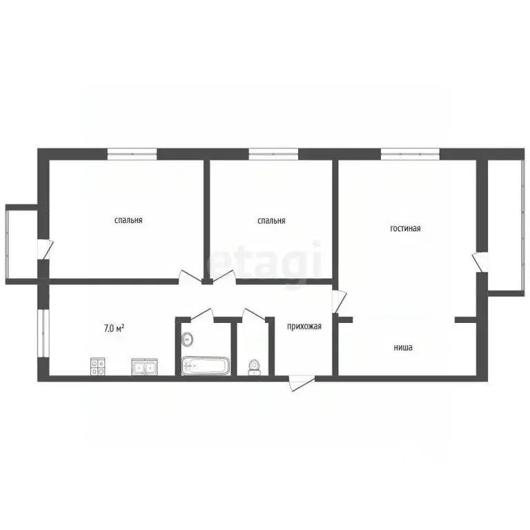 3-к кв. Челябинская область, Челябинск ул. Дзержинского, 125 (60.2 м) - Фото 2