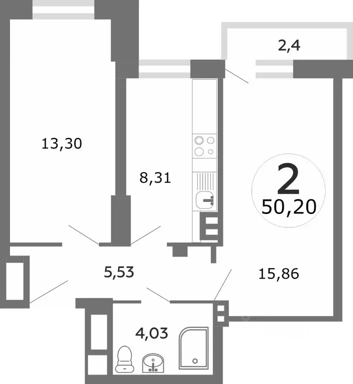 2-к кв. Ростовская область, Ростов-на-Дону ул. Мечникова, 37 (52.0 м) - Фото 2