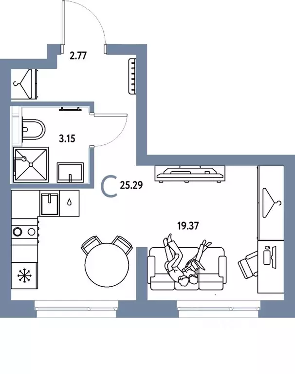 Студия Свердловская область, Екатеринбург ул. Шефская, 28А (25.29 м) - Фото 1