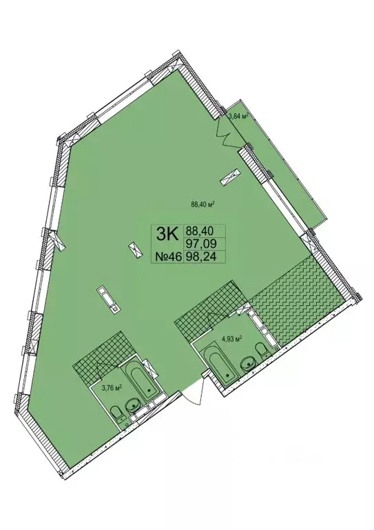 3-к кв. Нижегородская область, Нижний Новгород Малая Ямская ул. (98.24 ... - Фото 0