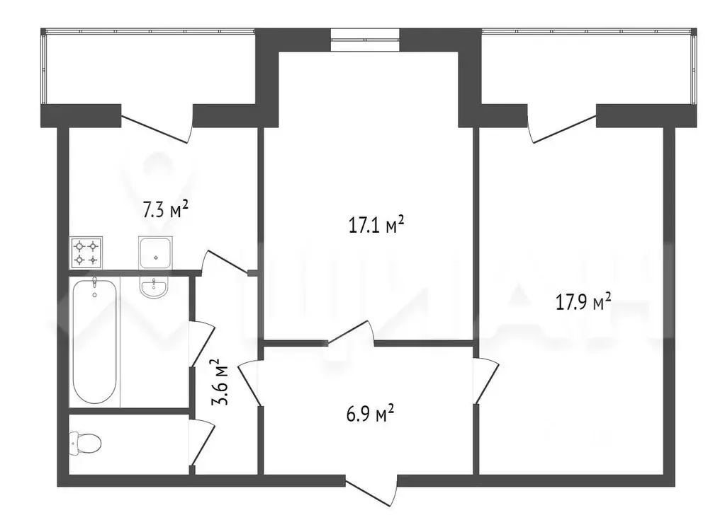 2-к кв. Татарстан, Казань ул. Маршала Чуйкова, 62 (63.0 м) - Фото 1