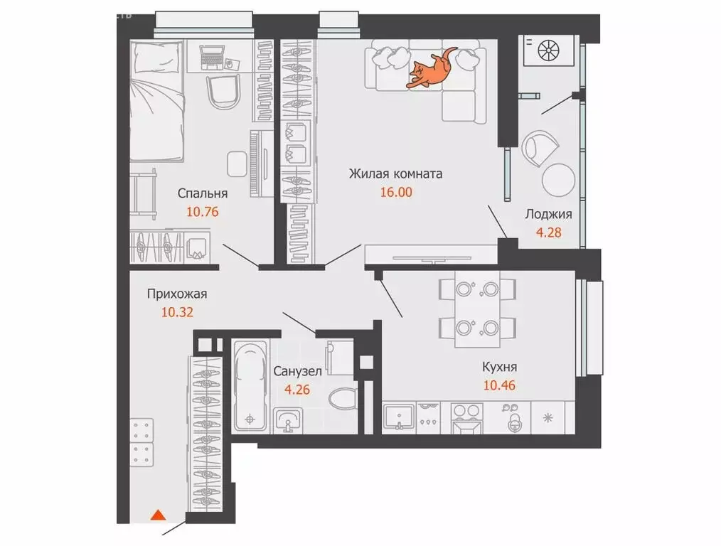 2-комнатная квартира: Ижевск, улица Холмогорова, 121 (54 м) - Фото 1