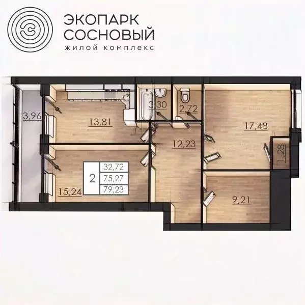 2-к кв. Пермский край, Пермь ул. Борцов Революции, 1Ак2 (75.0 м) - Фото 0