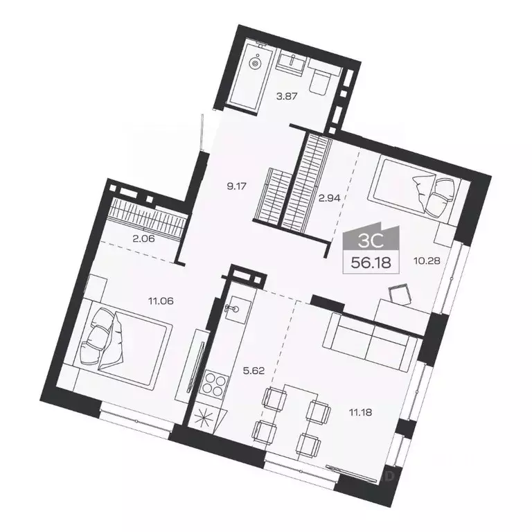 3-к кв. Новосибирская область, Новосибирский район, Краснообск рп ... - Фото 1