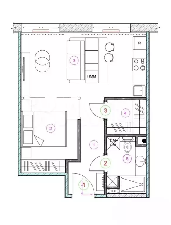Квартира-студия, 40 м, 30/44 эт. - Фото 0