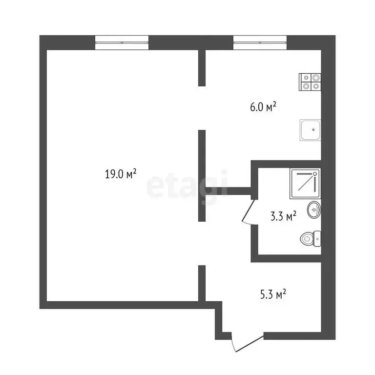 1-комнатная квартира: Тюмень, улица Коммунаров, 4 (33.3 м) - Фото 0