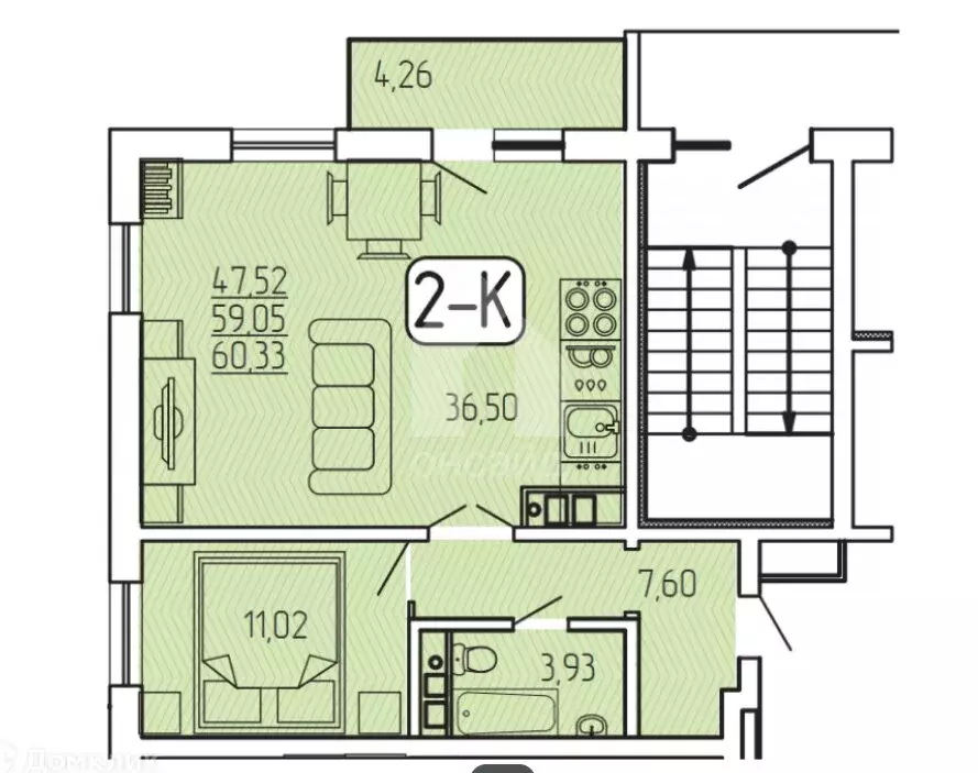 2-комнатная квартира: Улан-Удэ, микрорайон 140Б, 10 (60.3 м) - Фото 0