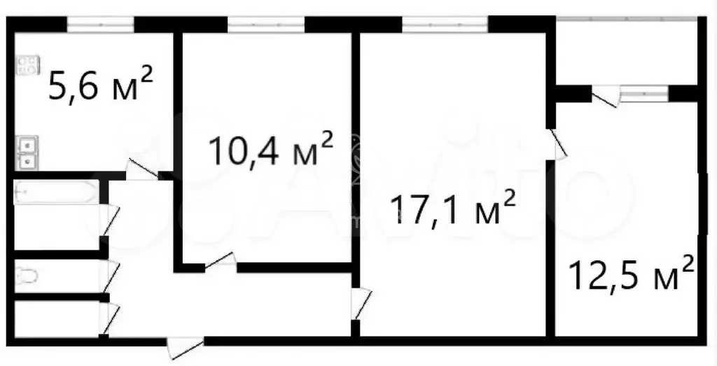 3-к. квартира, 57,9 м, 8/9 эт. - Фото 0