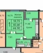 1-комнатная квартира: Калуга, Минская улица, 2 (44.66 м) - Фото 1