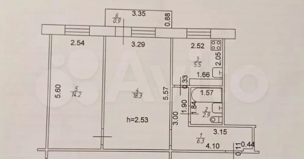 2-к. квартира, 48 м, 4/5 эт. - Фото 0