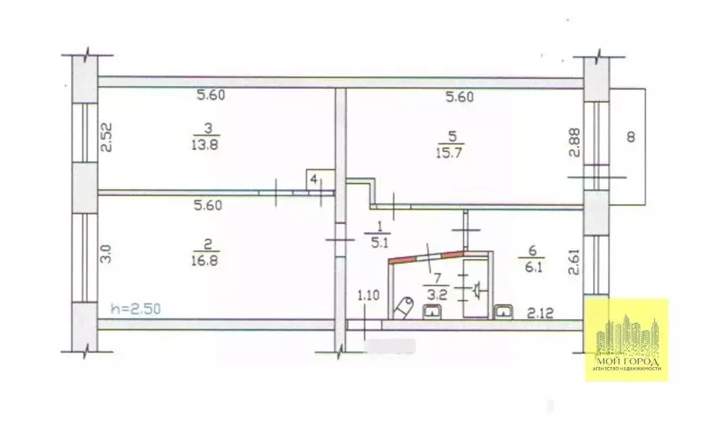 3-к кв. Ханты-Мансийский АО, Пыть-Ях 2-й Нефтяников мкр, 8 (61.0 м) - Фото 2