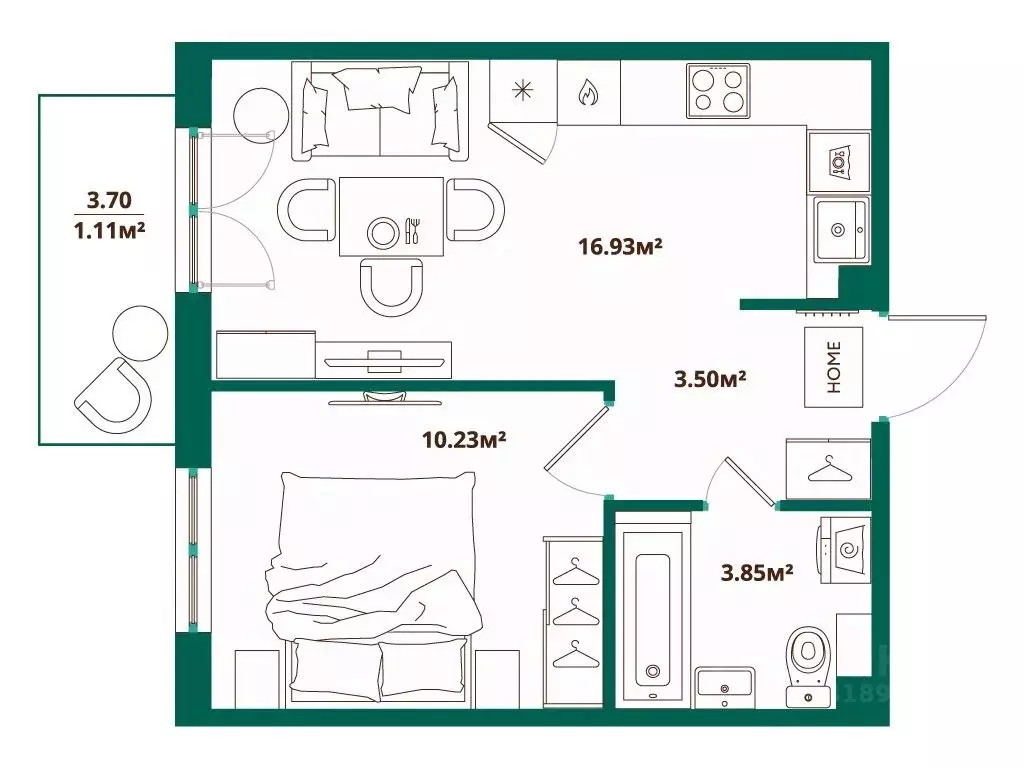 1-к кв. Ленинградская область, Ломоносовский район, Аннинское ... - Фото 1