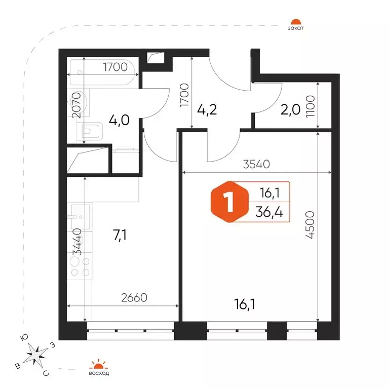 1-комнатная квартира: посёлок городского типа Некрасовский, Заводская ... - Фото 1