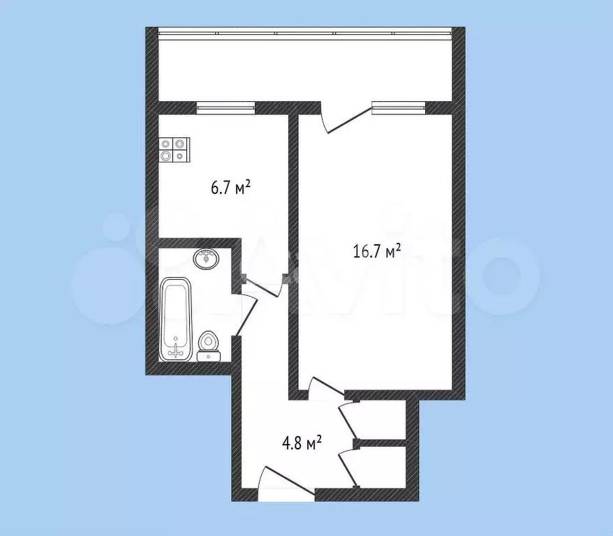 1-к. квартира, 38 м, 6/9 эт. - Фото 0