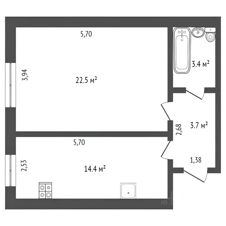 1-к кв. Ямало-Ненецкий АО, Новый Уренгой ул. Газовиков, 2Г/1 (44.5 м) - Фото 2
