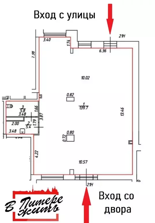 Помещение свободного назначения в Санкт-Петербург ул. Дыбенко, 2 (151 ... - Фото 2