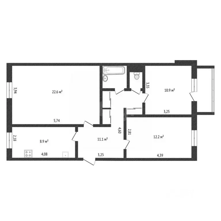 3-к кв. Амурская область, Благовещенск ул. Воронкова, 22 (70.8 м) - Фото 1