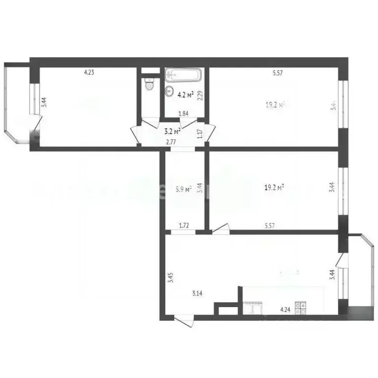 3-к кв. Тюменская область, Тюмень ул. Константина Посьета, 5 (93.0 м) - Фото 1