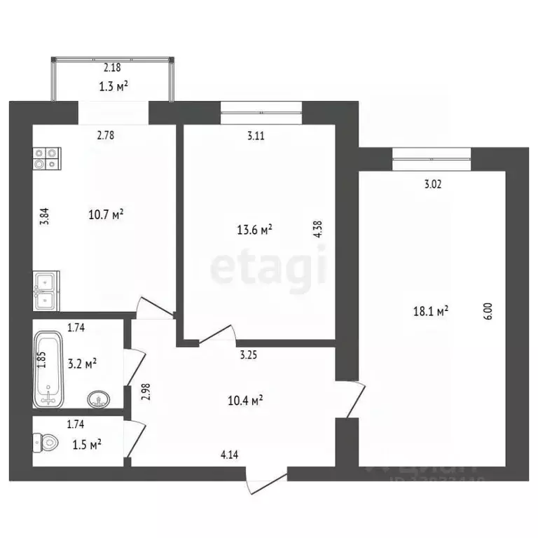 2-к кв. Тюменская область, Тюмень ул. Московский Тракт, 85 (59.6 м) - Фото 2