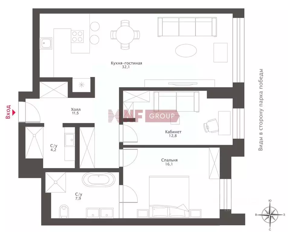 3-к кв. Москва Поклонная ул., 9 (85.0 м) - Фото 2