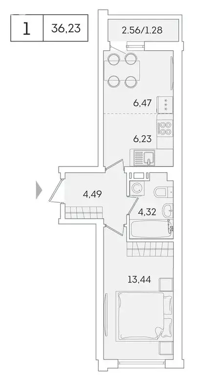 1-комнатная квартира: Мурино, Графская улица, 6к4 (34.8 м) - Фото 0