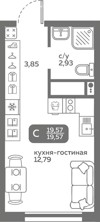 Квартира-студия: Тюмень, Заполярная улица, 9 (19.57 м) - Фото 0