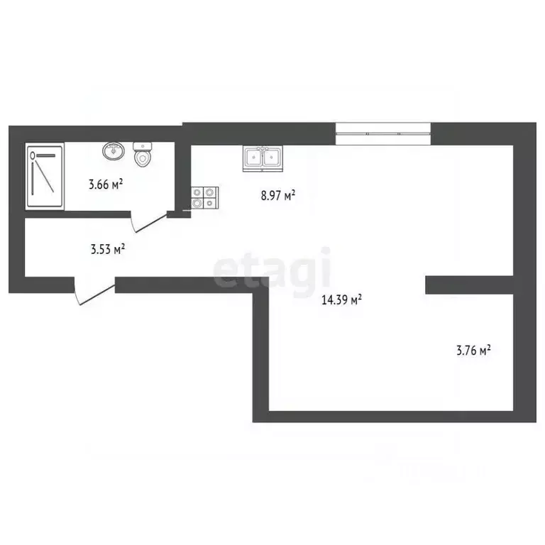 Студия Томская область, Томский район, д. Кисловка, Северный мкр бул. ... - Фото 1