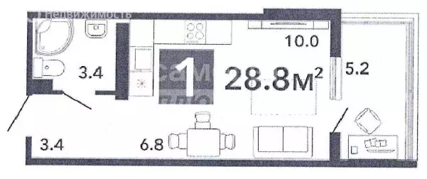 Квартира-студия: село Засечное, микрорайон Город Спутник, жилой ... - Фото 1