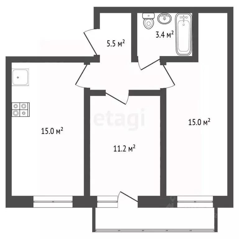 2-к кв. Вологодская область, Вологда Граничная ул., 7Б (51.2 м) - Фото 1