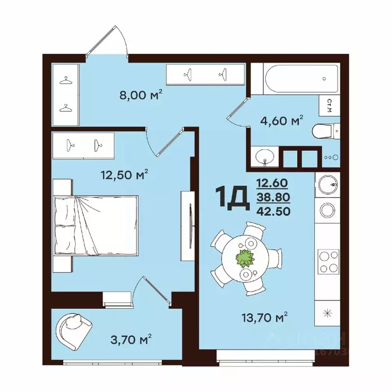 1-к кв. Владимирская область, Владимир ул. Чайковского, 7 (42.5 м) - Фото 1