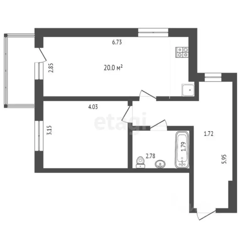 1-к кв. Ханты-Мансийский АО, Сургут Игоря Киртбая ул., 31 (50.9 м) - Фото 1