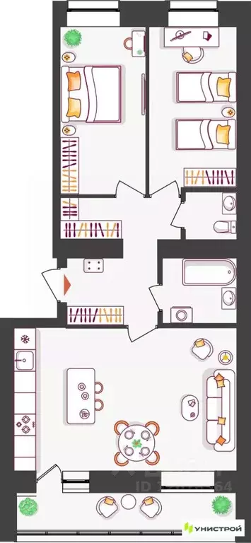 2-к кв. Самарская область, Тольятти ул. Владимира Высоцкого (66.58 м) - Фото 1