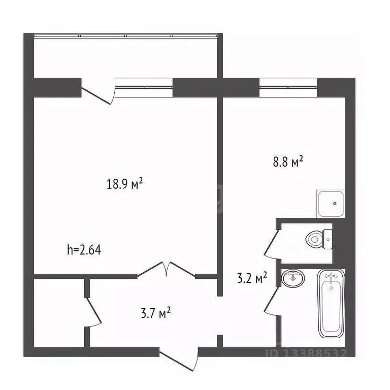 1-к кв. Красноярский край, Красноярск Судостроительная ул., 26 (40.1 ... - Фото 2