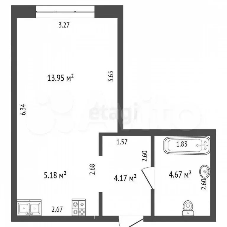 Квартира-студия, 28 м, 2/11 эт. - Фото 0