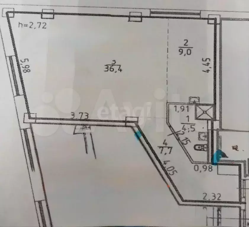 Квартира-студия, 48,1 м, 2/17 эт. - Фото 0