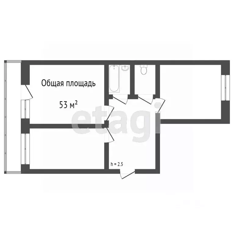 3-к кв. Томская область, Томск ул. 4-я Заречная, 37 (57.0 м) - Фото 1