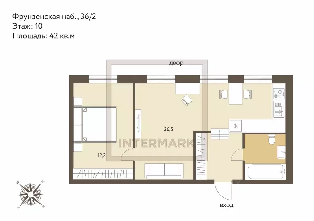 2-к кв. Москва Фрунзенская наб., 36/2 (42.0 м) - Фото 2