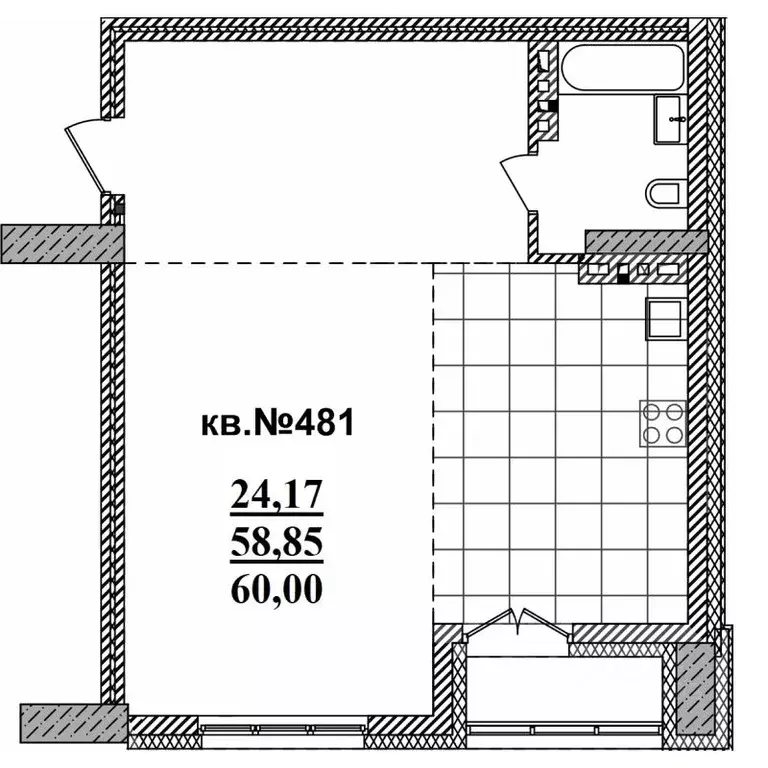 Студия Новосибирская область, Новосибирск Садовая ул., 17 (60.0 м) - Фото 0