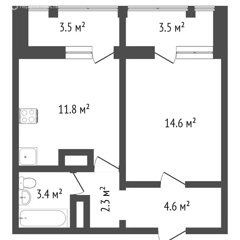 1-комнатная квартира: Нижний Новгород, улица Богдановича, 2к1 (35.1 м) - Фото 0