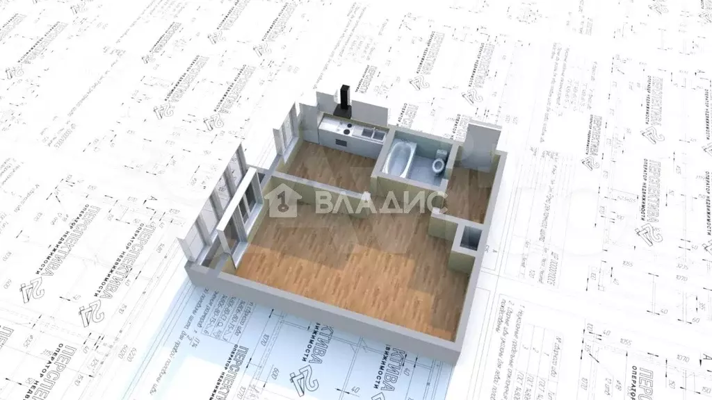1-к. квартира, 30,6 м, 3/5 эт. - Фото 0