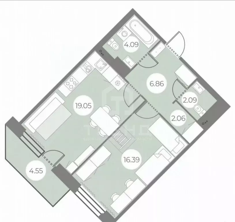 1-к кв. Санкт-Петербург ул. Маршала Захарова, 8 (50.5 м) - Фото 2