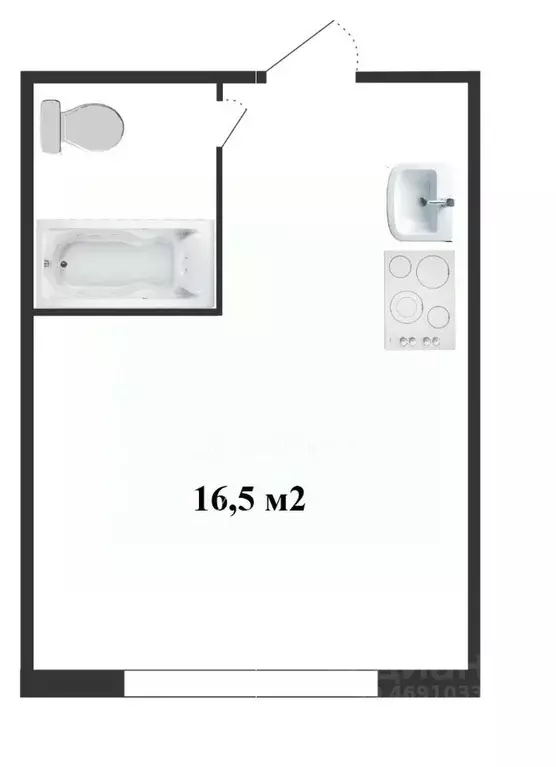 Студия Новосибирская область, Новосибирск ул. Твардовского, 8 (16.5 м) - Фото 2