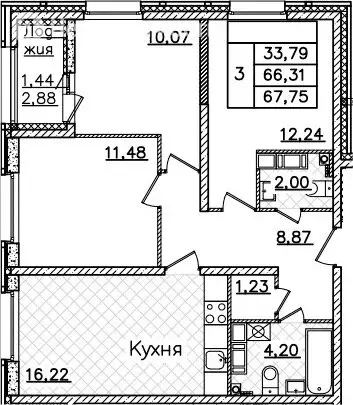 3-комнатная квартира: Санкт-Петербург, территория Полюстрово (67.75 м) - Фото 0
