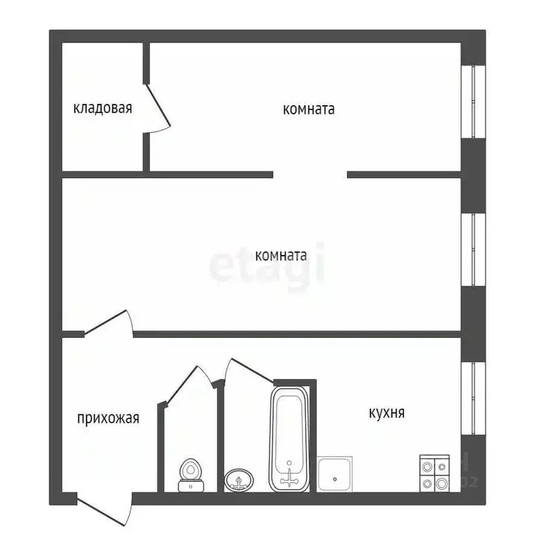 2-к кв. Ленинградская область, Кириши просп. Ленина, 12 (43.4 м) - Фото 2