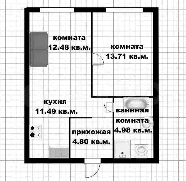 2-к. квартира, 47,5 м, 11/25 эт. - Фото 0