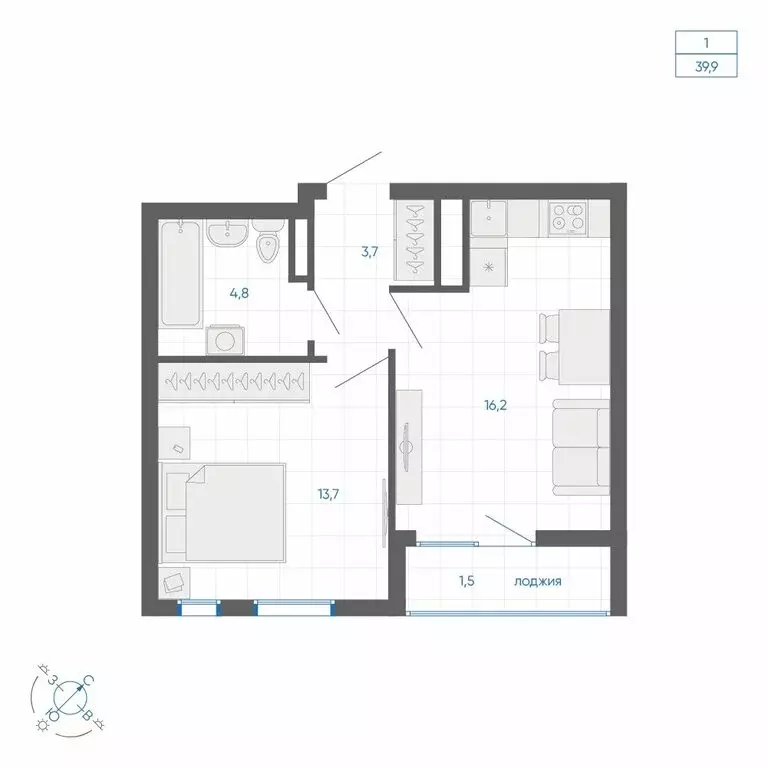 1-комнатная квартира: Екатеринбург, улица Вильгельма де Геннина, 59 ... - Фото 2