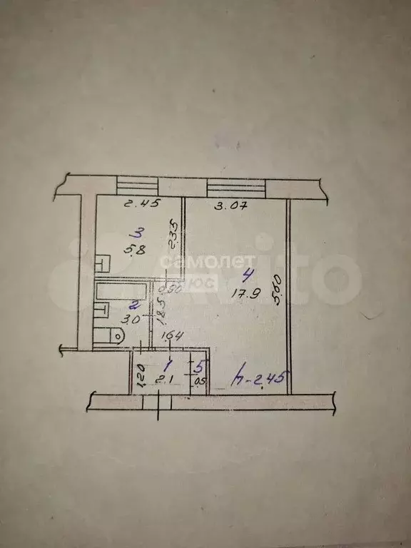 1-к. квартира, 29,5 м, 1/5 эт. - Фото 0