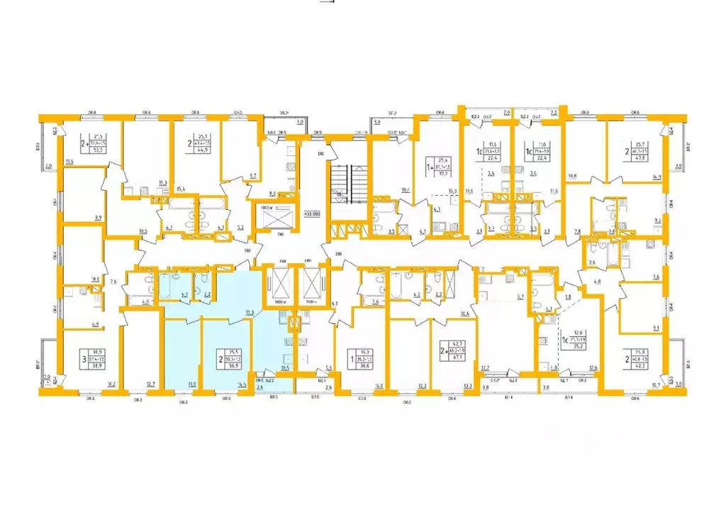 2-к кв. Башкортостан, Уфа Инорс-4Б мкр, Акварель жилой комплекс (56.9 ... - Фото 2
